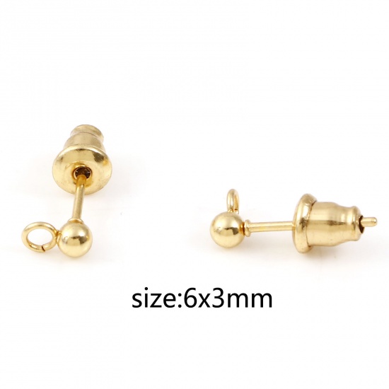 Picture of 304 Stainless Steel Ear Post Stud Earring For DIY Jewelry Making Accessories 6mm x 3mm