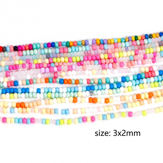 Picture of Glass Beads For DIY Charm Jewelry Making Cylinder At Random Mixed Color About 3mm x 2mm