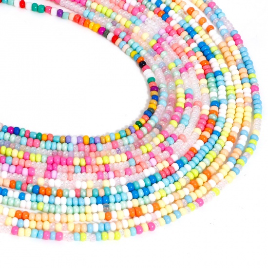 Picture of Glass Beads For DIY Charm Jewelry Making Cylinder At Random Mixed Color About 3mm x 2mm