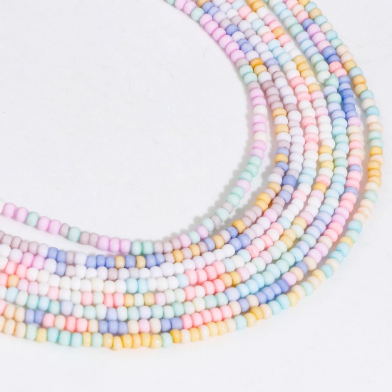 Picture of Glass Beads For DIY Charm Jewelry Making Cylinder At Random Mixed Color Frosted About 3mm x 2mm