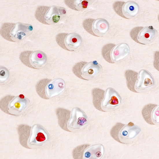 Immagine di Acrilato Barocco Perline per la Creazione di Gioielli con Ciondoli Fai-da-te Bianco A Colori Misti Casuali Strass Imitata Perla 5 Pz