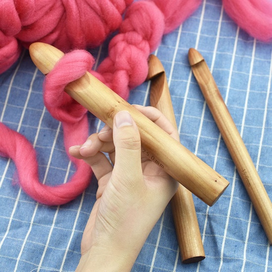 Immagine di Legno Gancio di Crochet Uncinetto Marrone Chiaro 1 Pz