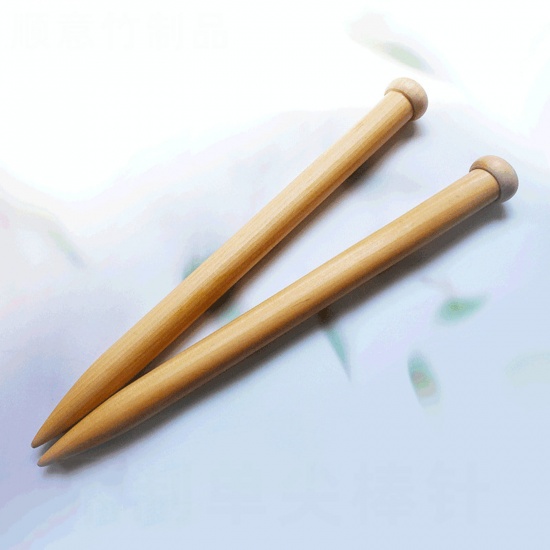 Picture of Beech Wood Single Pointed Knitting Needles Light Brown