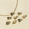 Picture of Brass Simple Beads For DIY Jewelry Making 18K Real Gold Plated Multicolor Cube Initial Alphabet/ Capital Letter Enamel Message " A-Z "