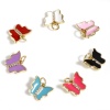 Immagine di Ottone Insetto Charms Farfalla 18K Vero Oro Placcato Multicolore Smalto Trasparente Cubic Zirconiae 12mm x 10.5mm, 1 Pz