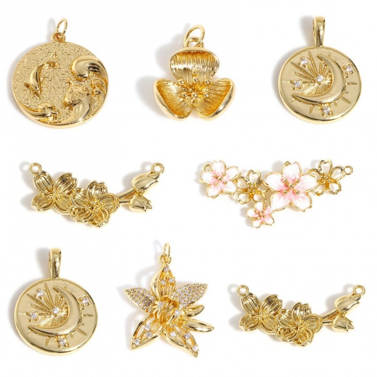 Picture of Brass Charms Real Gold Plated Flower