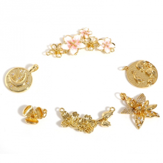 Picture of Brass Charms Real Gold Plated Flower