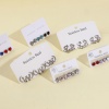 Picture of 304 Stainless Steel Stylish Ear Post Stud Earrings Set Silver Tone Enamel Multicolor Rhinestone