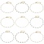 Picture of Stainless Steel & Glass Handmade Link Chain Beaded Anklet Gold Plated Multicolor 25cm(9 7/8") long