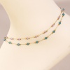 Image de 1 Pièce Bracelet de Cheville Perlé en Acier Inoxydable + Verre Chaîne à Maillons Faite à la Main Doré Multicolore 25cm long