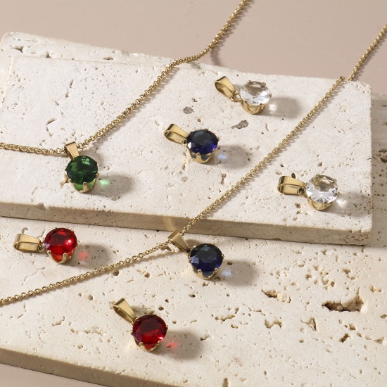 Immagine di 2 Pz Placcatura Sottovuoto 304 Acciaio Inossidabile Ciondoli Pendenti Tondo Placcato Oro 18K 17mm x 8mm
