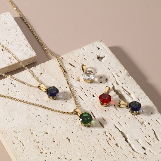 Immagine di 2 Pz Placcatura Sottovuoto 304 Acciaio Inossidabile Ciondoli Pendenti Tondo Placcato Oro 18K 17mm x 8mm