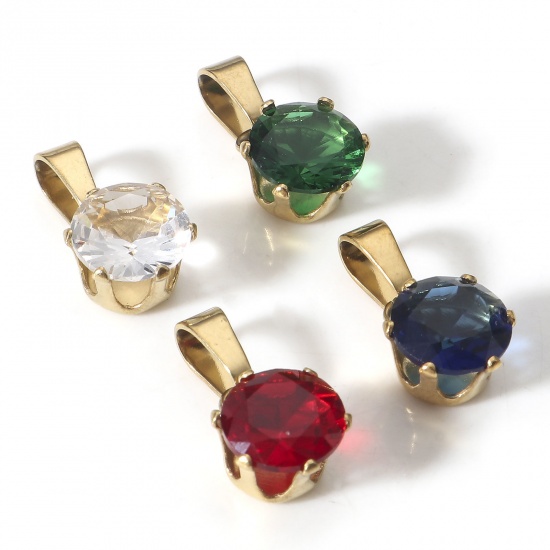 Immagine di 2 Pz Placcatura Sottovuoto 304 Acciaio Inossidabile Ciondoli Pendenti Tondo Placcato Oro 18K 17mm x 8mm