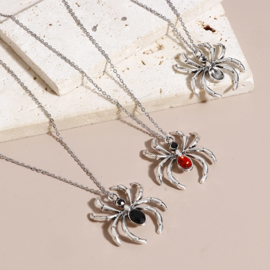 Picture of Zinc Based Alloy Halloween Charms Antique Silver Color Halloween Spider Animal 3.1cm x 2.8cm