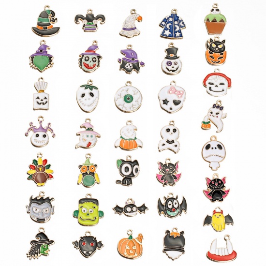 Picture of Zinc Based Alloy Halloween Charms KC Gold Plated Multicolor Enamel