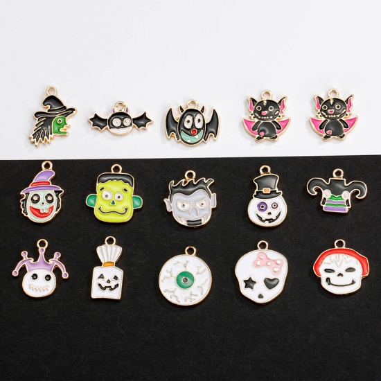 Picture of Zinc Based Alloy Halloween Charms KC Gold Plated Multicolor Enamel