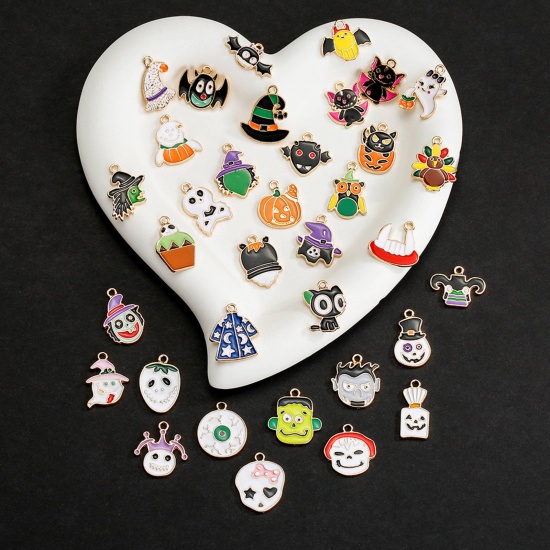 Picture of Zinc Based Alloy Halloween Charms KC Gold Plated Multicolor Enamel