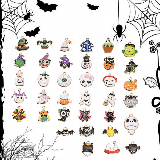 Picture of Zinc Based Alloy Halloween Charms KC Gold Plated Multicolor Enamel