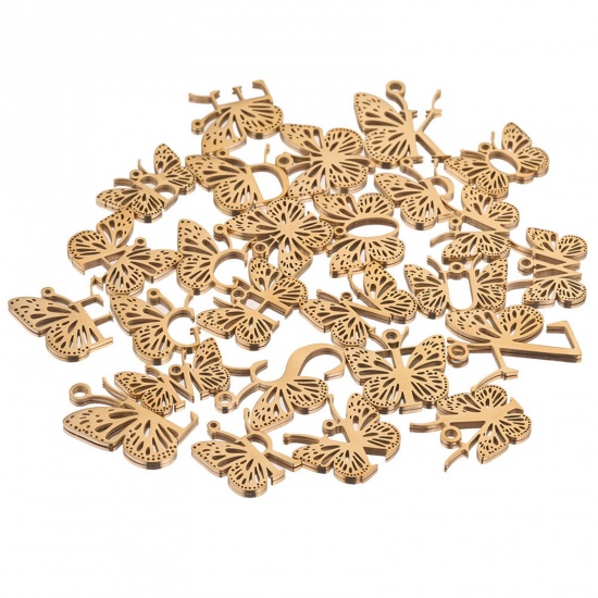 Image de Breloques en 304 Acier Inoxydable Papillons 2 Pcs