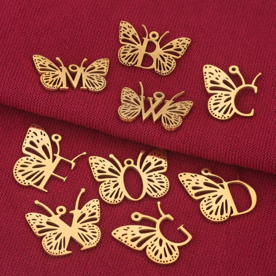 Image de Breloques en 304 Acier Inoxydable Papillons 2 Pcs