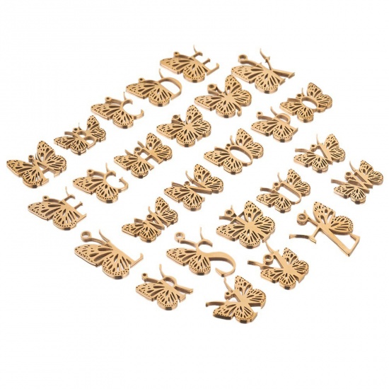 Image de Breloques en 304 Acier Inoxydable Papillons 2 Pcs
