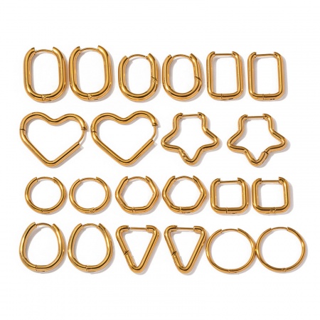 Umweltfreundliche Vakuumbeschichtung Exquisit Einfach 18K Echtgold plattiert 304 Edelstahl Herz Oval Hoop Ohrringe Für Frauen Party 1 Paar