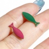 真鍮 エナメル スパンコール チャーム 真鍮色 多色 魚 エナメル 15mm x 4mm、 10 個 の画像