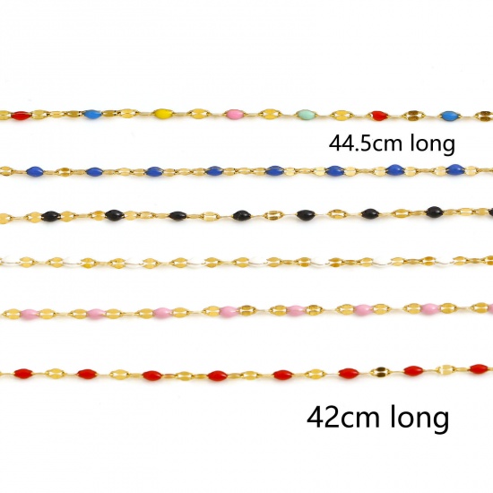 Picture of 304 Stainless Steel Lips Chain Necklace For DIY Jewelry Making Gold Plated Enamel