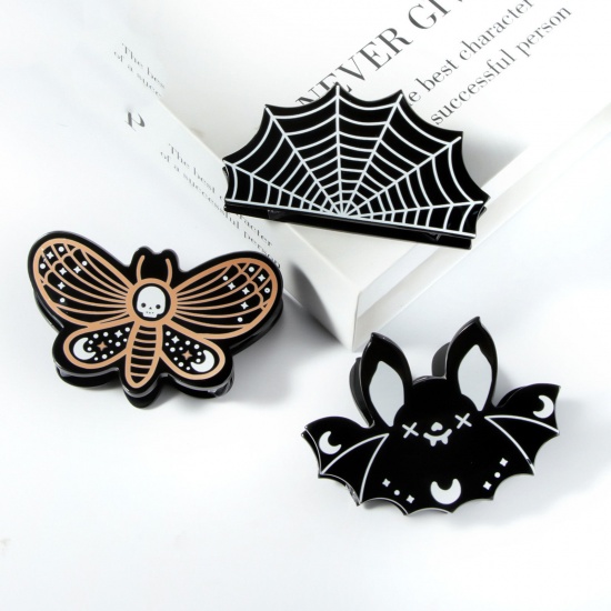Immagine di Acrilato Carino Fermaglio per Capelli Multicolore Halloween Pipistrello Halloween Ragnatela 1 Pz