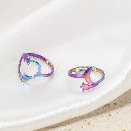 Immagine di 2 Pz 304 Acciaio Inossidabile Aperto Regolabile Anello 16.9mm (taglia di US: 6.5)