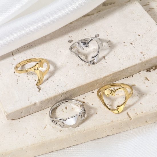 Immagine di 2 Pz 304 Acciaio Inossidabile Aperto Regolabile Anello 16.9mm (taglia di US: 6.5)