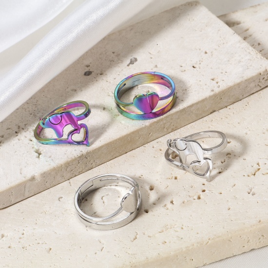 Immagine di 2 Pz 304 Acciaio Inossidabile Aperto Regolabile Anello 16.9mm (taglia di US: 6.5)