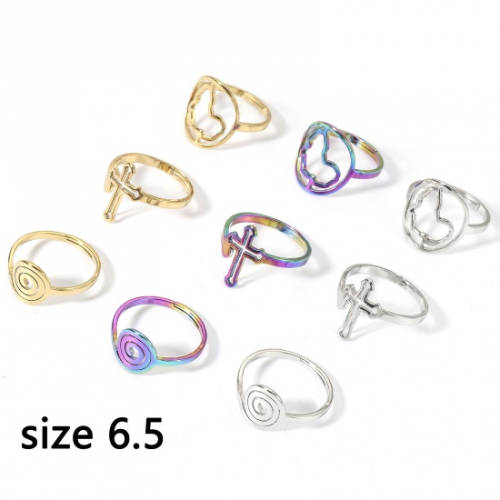 Immagine di 2 Pz 304 Acciaio Inossidabile Aperto Regolabile Anello 16.9mm (taglia di US: 6.5)