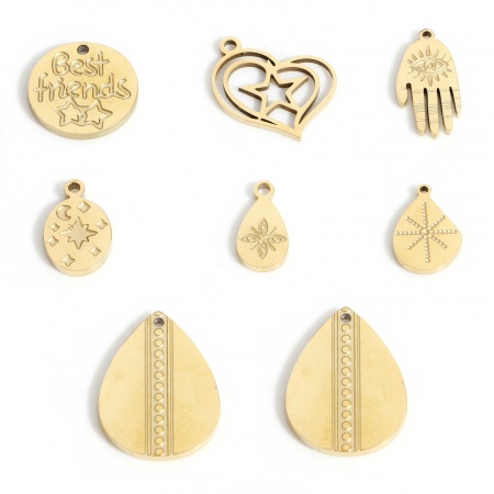 316L Stainless Steel Geometric Charms 18K Real Gold Plated Drop Flower