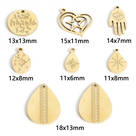 Picture of 316L Stainless Steel Geometry Series Charms Gold Plated Drop Flower