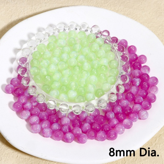 Picture of Acrylic Beads For DIY Jewelry Making Multicolor Round Glitter About 8mm Dia.