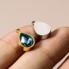 Picture of 304 Stainless Steel Charms Drop Green Blue Rhinestone 12mm x 8mm