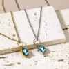Picture of 304 Stainless Steel Charms Drop Green Blue Rhinestone 12mm x 8mm