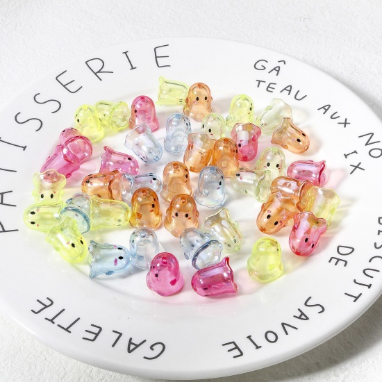 Picture of Acrylic Beads For DIY Jewelry Making Multicolor Halloween Ghost Transparent About 17mm x 15mm