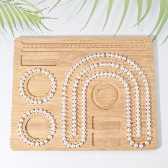 Picture of Bamboo Beading Tray For Jewelry Bracelet Making and Other Jewelry Necklaces Design Beading Mats Trays Rectangle Natural