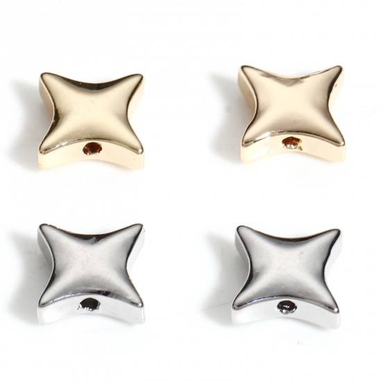 Picture of Brass Simple Beads For DIY Jewelry Making Multicolor Four-pointed Star