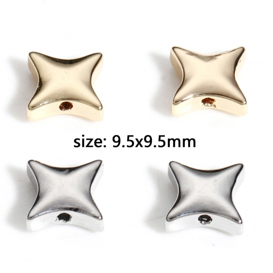 Picture of Brass Simple Beads For DIY Jewelry Making Multicolor Four-pointed Star