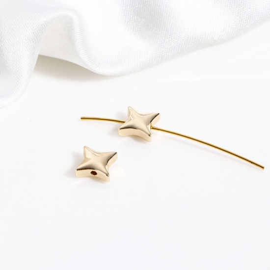 Picture of Brass Simple Beads For DIY Jewelry Making Multicolor Four-pointed Star