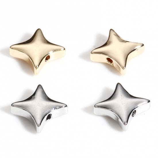 Picture of Brass Simple Beads For DIY Jewelry Making Multicolor Four-pointed Star