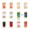 真鍮+ガラス チャーム 金メッキ 多色 長方形 9mm x 4mm、 10 個 の画像