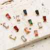 真鍮+ガラス チャーム 金メッキ 多色 長方形 9mm x 4mm、 10 個 の画像