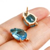 Picture of Brass & Glass Ear Post Stud Earrings Gold Plated Multicolor Drop With Loop 14mm x 8mm
