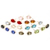 Picture of Brass & Glass Ear Post Stud Earrings Gold Plated Multicolor Drop With Loop 14mm x 8mm