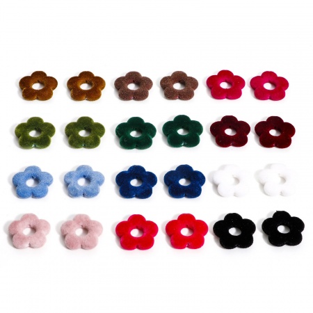 Acrilato Collezione Flora Perline per la Creazione di Gioielli con Ciondoli Fai-da-te Multicolore Fiore Floccaggio Circa 20mm x 19mm, Foro: Circa 1.2mm, 10 Pz