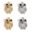 Immagine di Ottone Halloween Charms Gufo Vero Oro Placcato Micro Spianare Trasparente & Nero Cubic Zirconiae 13mm x 8mm, 2 Pz